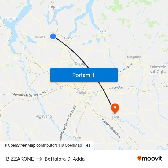 BIZZARONE to Boffalora D' Adda map