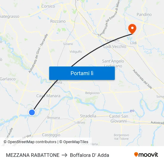 MEZZANA RABATTONE to Boffalora D' Adda map
