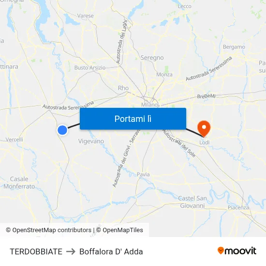 TERDOBBIATE to Boffalora D' Adda map