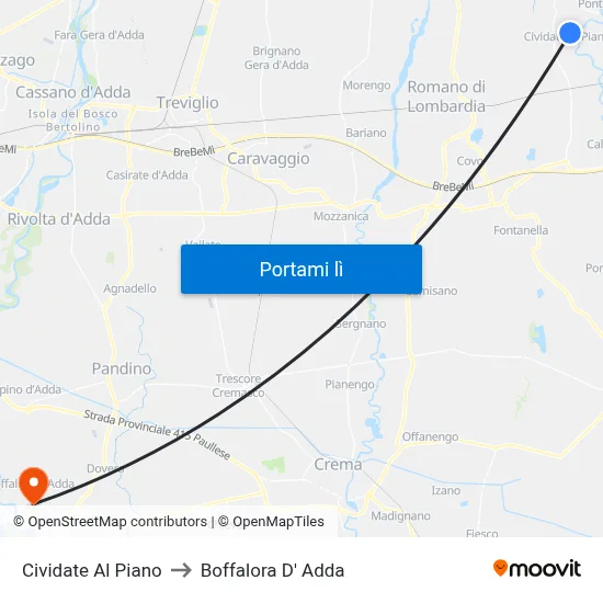 Cividate Al Piano to Boffalora D' Adda map