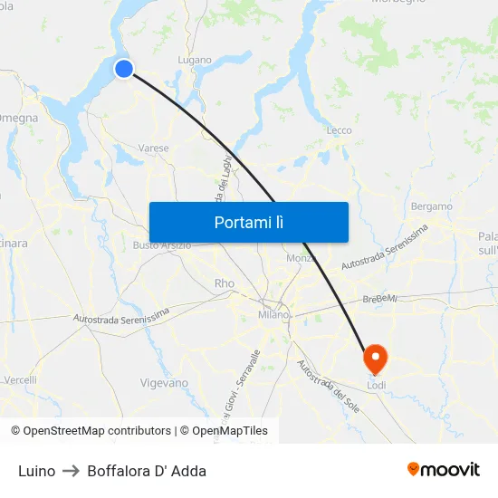 Luino to Boffalora D' Adda map