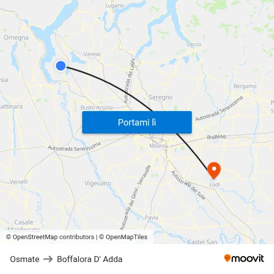 Osmate to Boffalora D' Adda map