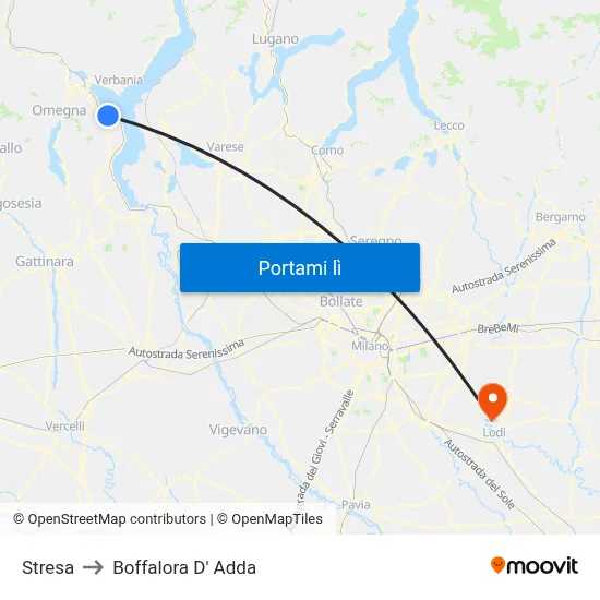Stresa to Boffalora D' Adda map