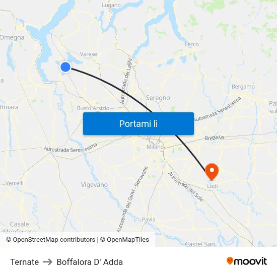 Ternate to Boffalora D' Adda map