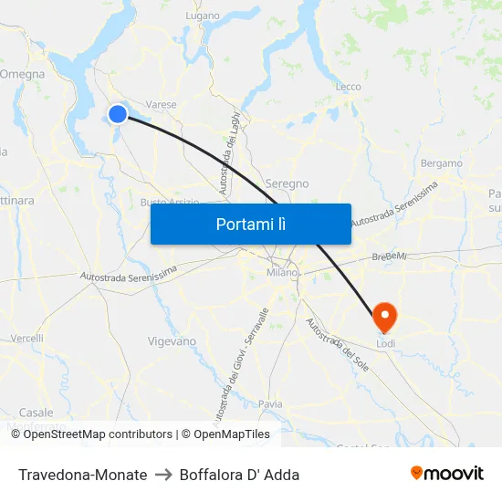 Travedona-Monate to Boffalora D' Adda map