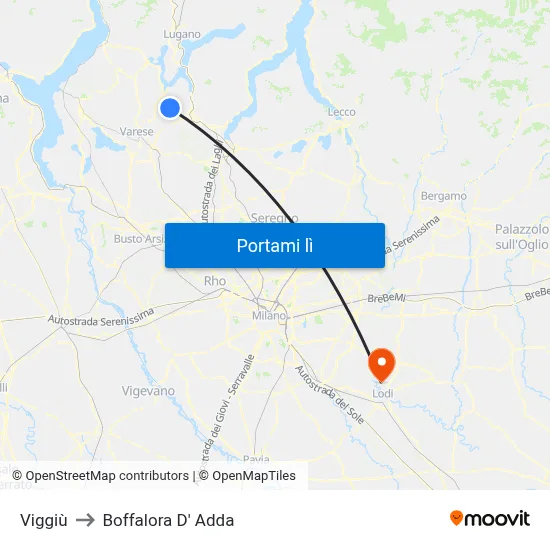 Viggiù to Boffalora D' Adda map