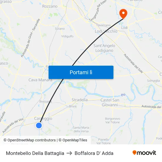 Montebello Della Battaglia to Boffalora D' Adda map