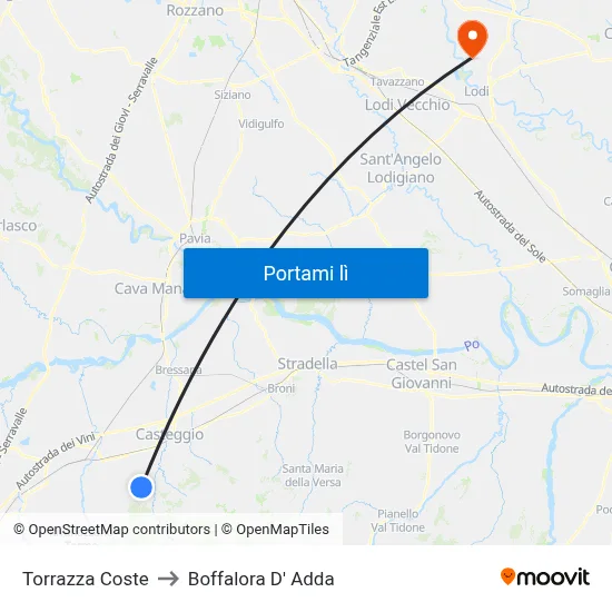 Torrazza Coste to Boffalora D' Adda map