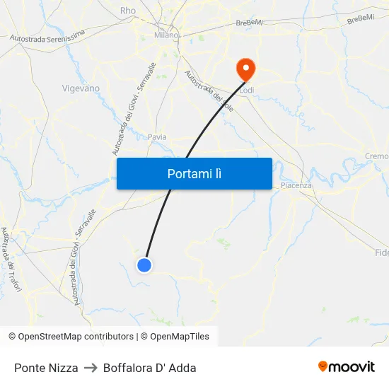 Ponte Nizza to Boffalora D' Adda map