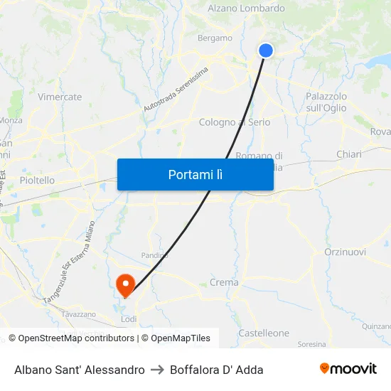 Albano Sant' Alessandro to Boffalora D' Adda map