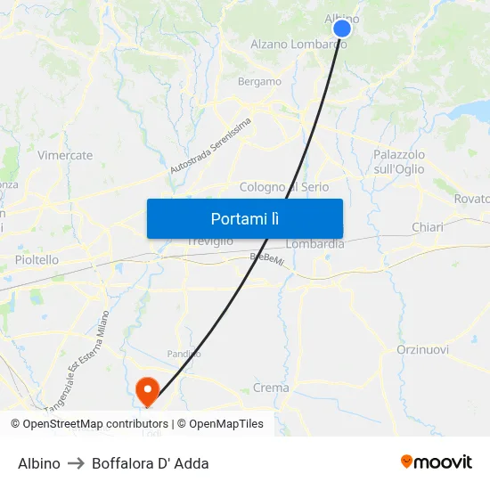 Albino to Boffalora D' Adda map