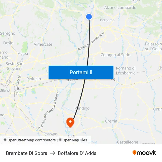 Brembate Di Sopra to Boffalora D' Adda map