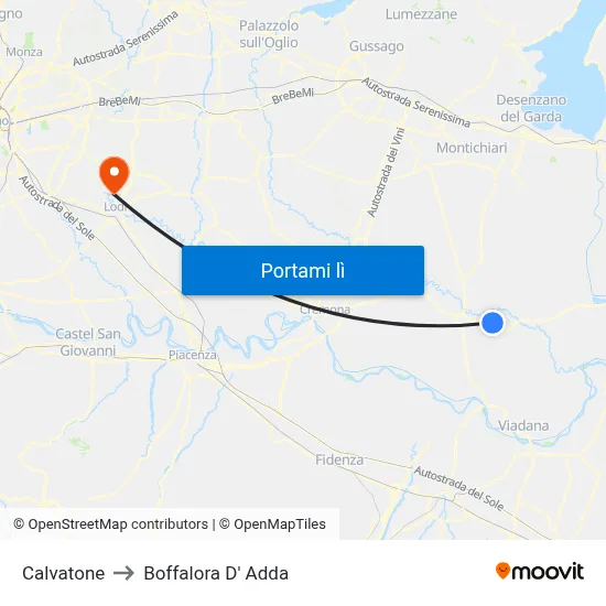 Calvatone to Boffalora D' Adda map