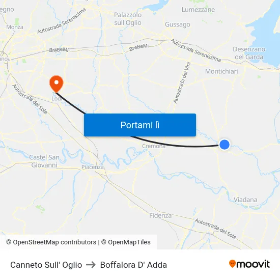 Canneto Sull' Oglio to Boffalora D' Adda map