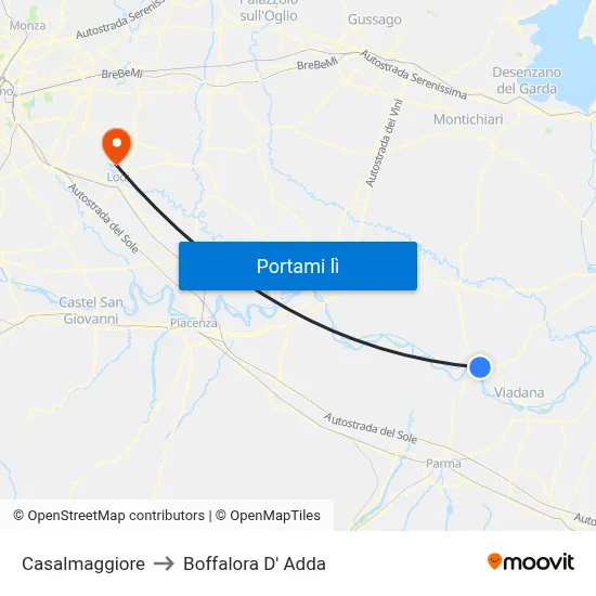 Casalmaggiore to Boffalora D' Adda map