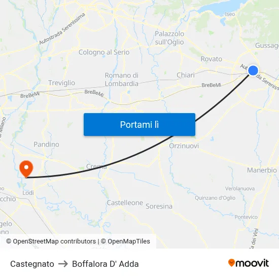 Castegnato to Boffalora D' Adda map