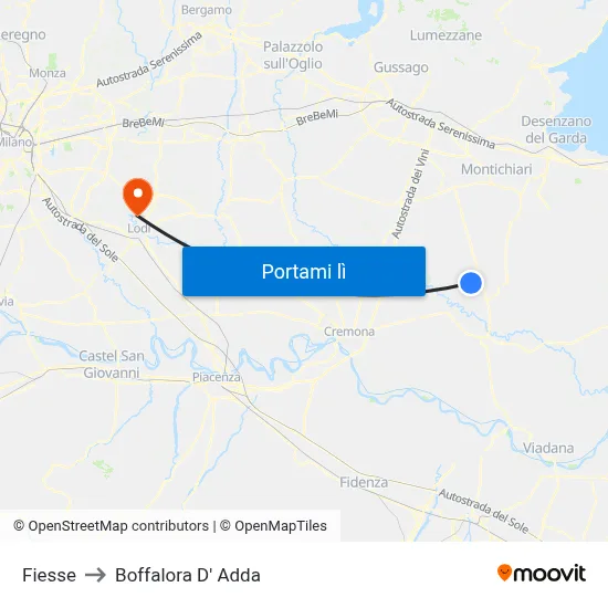 Fiesse to Boffalora D' Adda map
