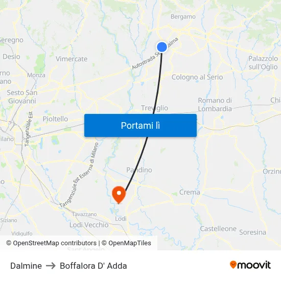 Dalmine to Boffalora D' Adda map