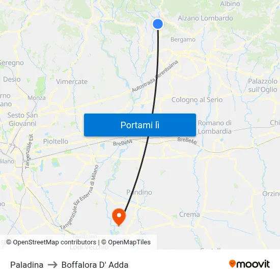 Paladina to Boffalora D' Adda map