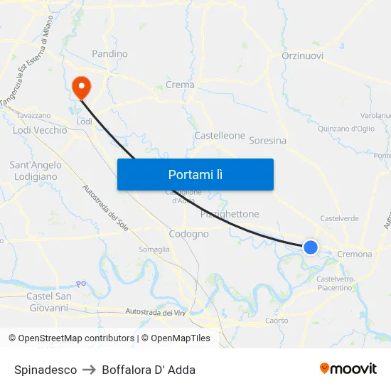 Spinadesco to Boffalora D' Adda map