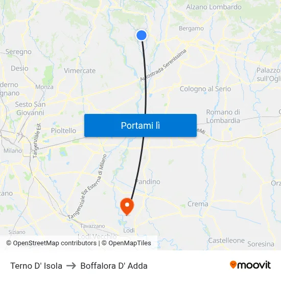 Terno D' Isola to Boffalora D' Adda map