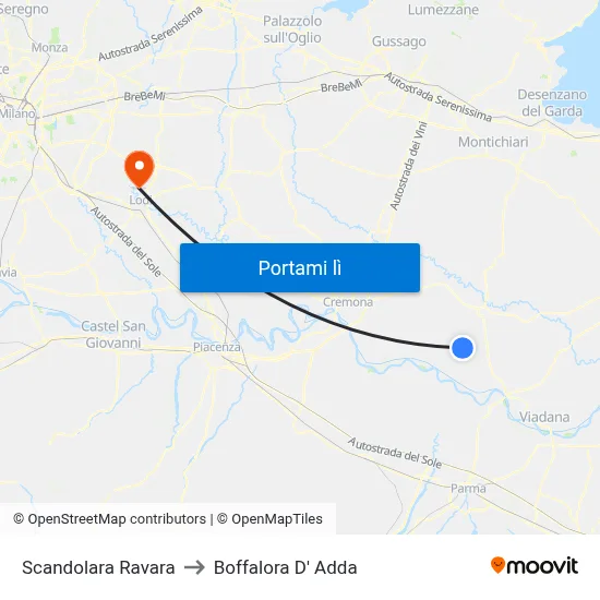 Scandolara Ravara to Boffalora D' Adda map