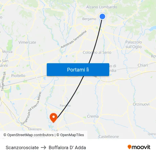 Scanzorosciate to Boffalora D' Adda map
