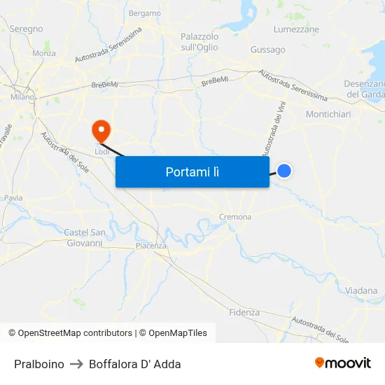 Pralboino to Boffalora D' Adda map