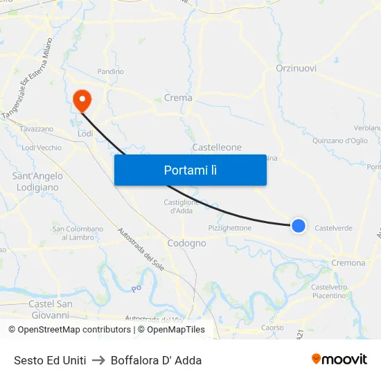 Sesto Ed Uniti to Boffalora D' Adda map