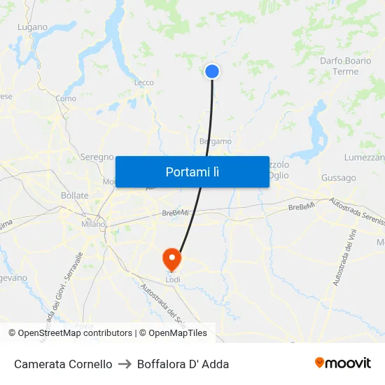 Camerata Cornello to Boffalora D' Adda map