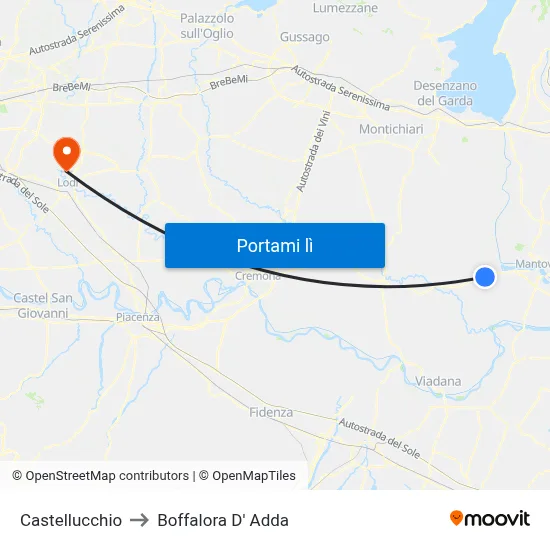 Castellucchio to Boffalora D' Adda map