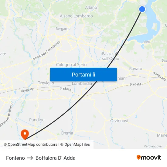 Fonteno to Boffalora D' Adda map