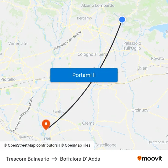 Trescore Balneario to Boffalora D' Adda map