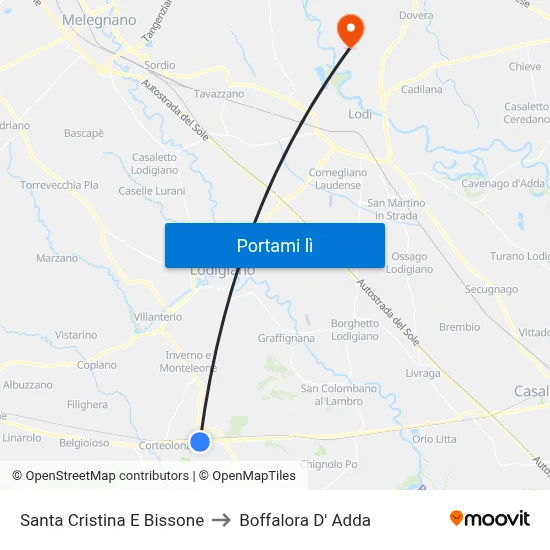 Santa Cristina E Bissone to Boffalora D' Adda map