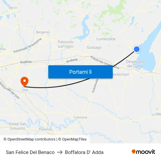 San Felice Del Benaco to Boffalora D' Adda map