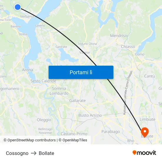 Cossogno to Bollate map
