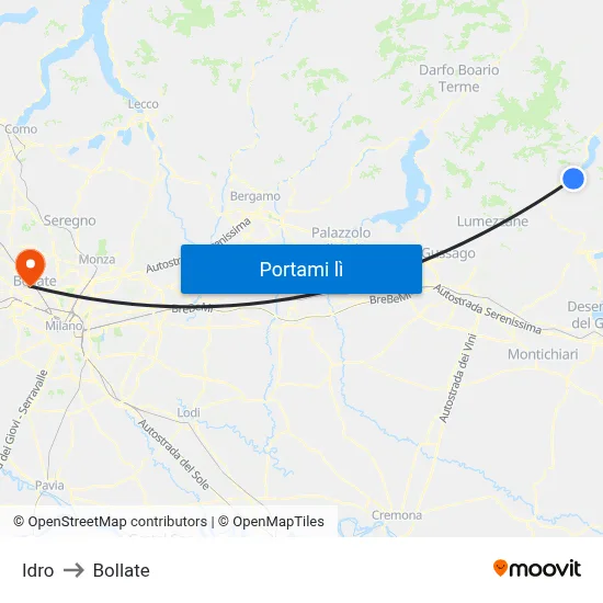 Idro to Bollate map