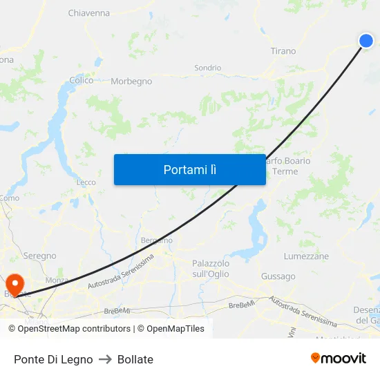 Ponte Di Legno to Bollate map
