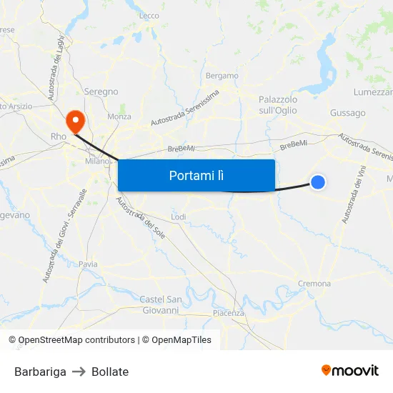 Barbariga to Bollate map