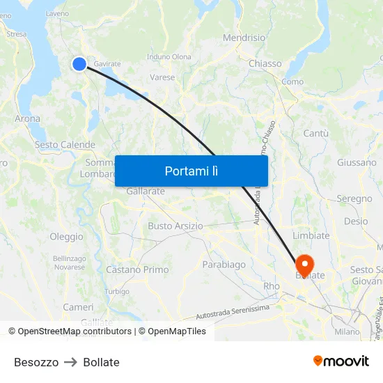 Besozzo to Bollate map
