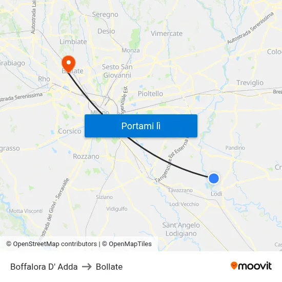 Boffalora D' Adda to Bollate map
