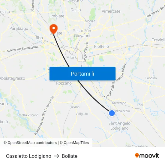 Casaletto Lodigiano to Bollate map