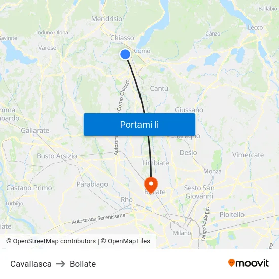 Cavallasca to Bollate map