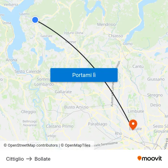 Cittiglio to Bollate map