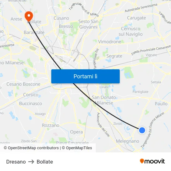 Dresano to Bollate map