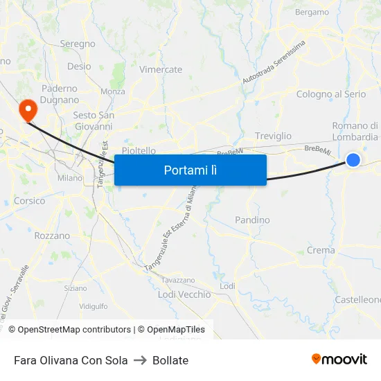 Fara Olivana Con Sola to Bollate map