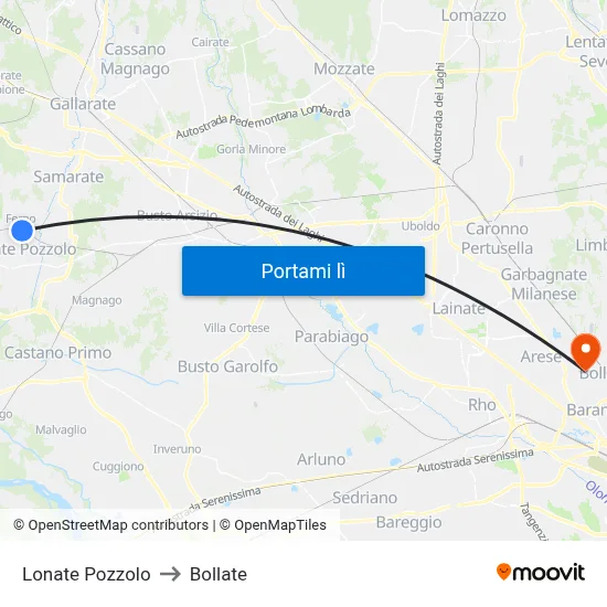 Lonate Pozzolo to Bollate map