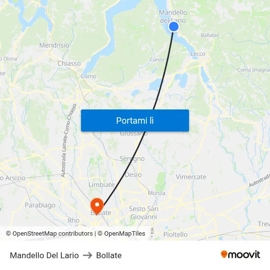 Mandello Del Lario to Bollate map