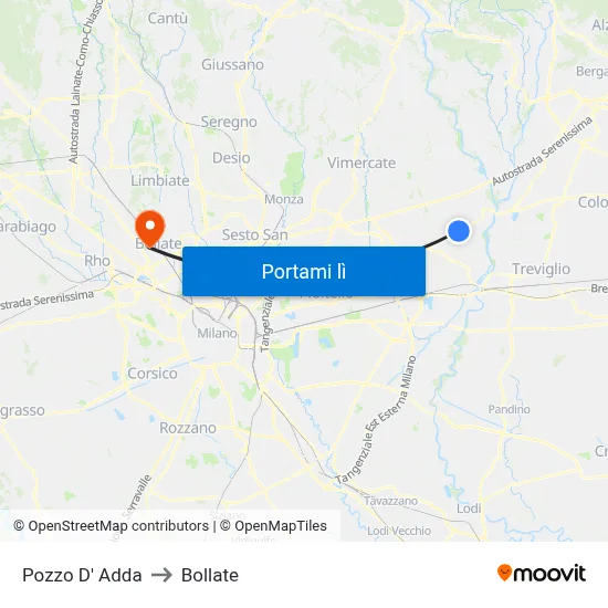 Pozzo D' Adda to Bollate map