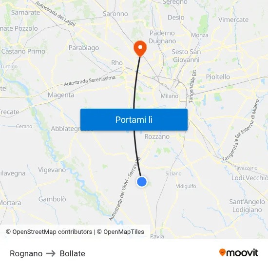 Rognano to Bollate map